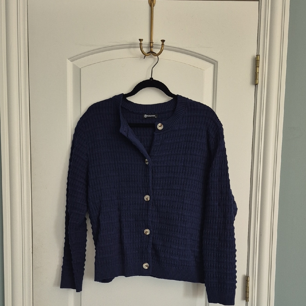 Women's Navy Button-Up Cardigan